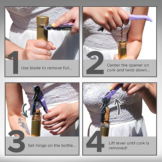 Shakey Wine Key! - Professional Waiter's Corkscrew Wine Bottle Opener with Foil Cutter (2-Pack)