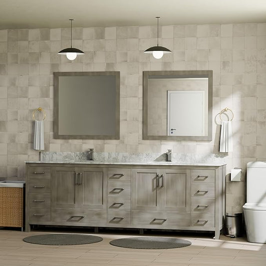 Big Sur 84 in. W x 22 in. D Distressed Grey Double Bath Vanity and Carrara Marble Top