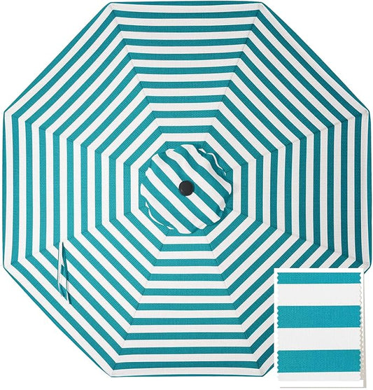 MASTERCANOPY 5-Year-Non-Fading Olefin 9FT Patio Umbrella Replacement Canopy-Turquoise&White Canopy Only