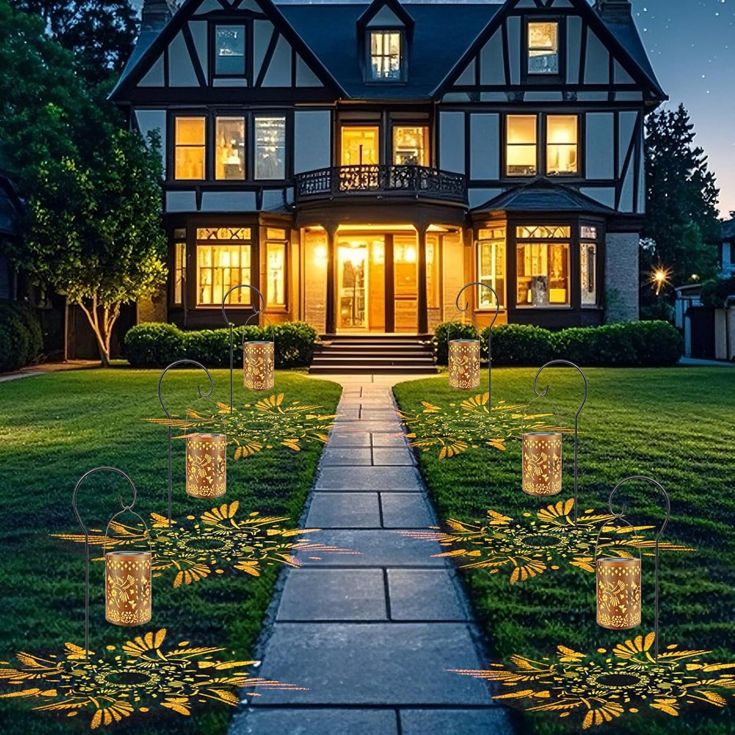 Solar Lanterns Outdoor Waterproof Hummingbird Garden Decor Birthday Gifts for Women Mom Grandma Hanging Solar Lights Metal Decoration for Yard, Patio, Backyard, Porch, Garden, 2 Pack