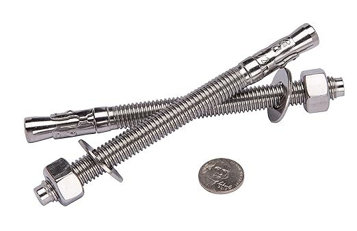 Bolt Dropper 1/2" X 6" Wedge Anchor (5pc), 18-8 Stainless Steel Corrosion Resistant Commercial Grade Washers and Nuts Included Choose Size
