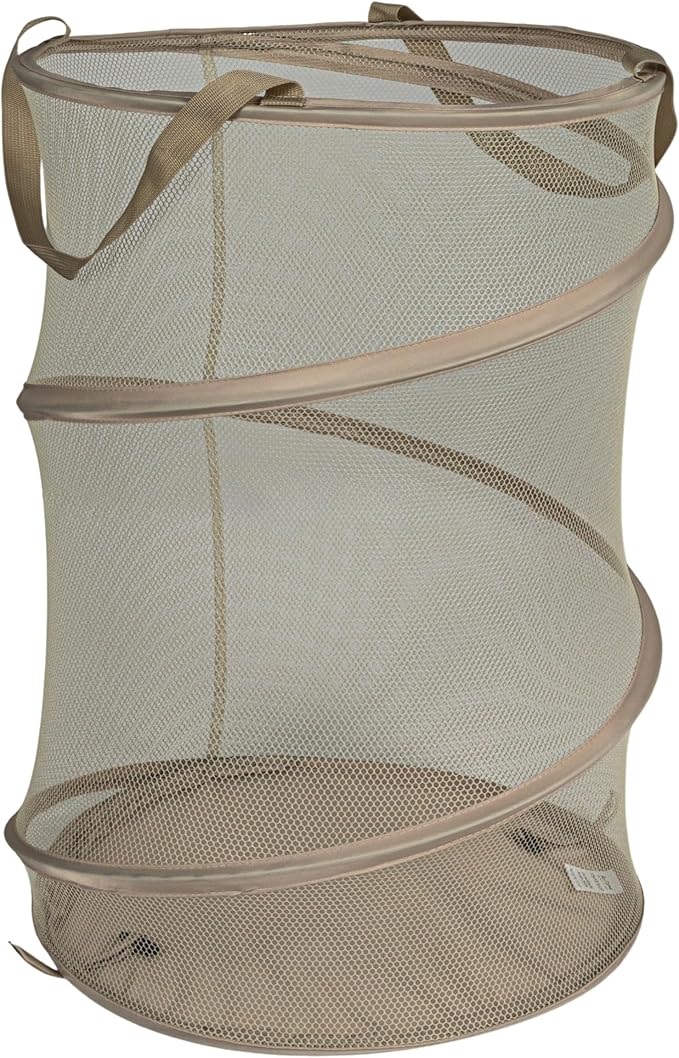 Household Essentials Pop-Up Mesh Laundry Hamper, Beige