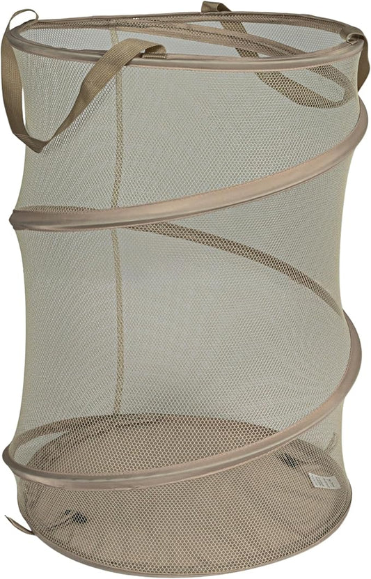 Household Essentials Pop-Up Mesh Laundry Hamper, Beige