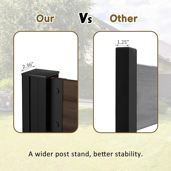 78” W x 48” H Wooden Air Conditioner Fences for Hard Ground & Soft Ground, 2 Outdoor Garden Fences, Privacy Screen Panels with Aluminum Stakes, Trash Can Pool Equipment Enclosure, Brown