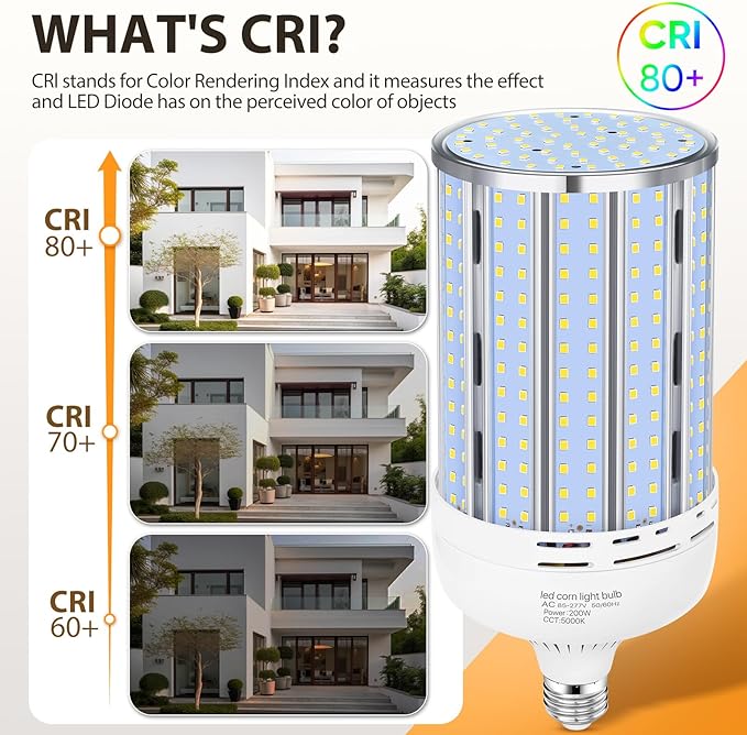 2 Pack 200W Corn LED Light Bulb Fanless,29,500LM 5000K Daylight(2000 Watt Equivalent) E26/E39 Large Mogul Base LED Cob Lamp for Outdoor Indoor Garage Warehouse Factory Workshop Street Backyard