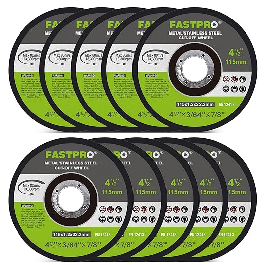 FASTPRO 10-Pack Cut Off Wheels, 4-1/2" x 7/8" Cutting Wheel for Metal and Stainless Steel