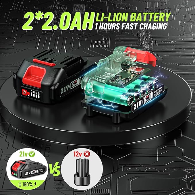 3/8" Cordless Ratchet Wrench: 58Ft-lbs (80N.m) 400RPM Light Weight Electric Ratchet, 6'' Extended Neck, 2 x2.0Ah Battery, 8 Sockets, 3" Extension Bar, LED Light (RH80B)