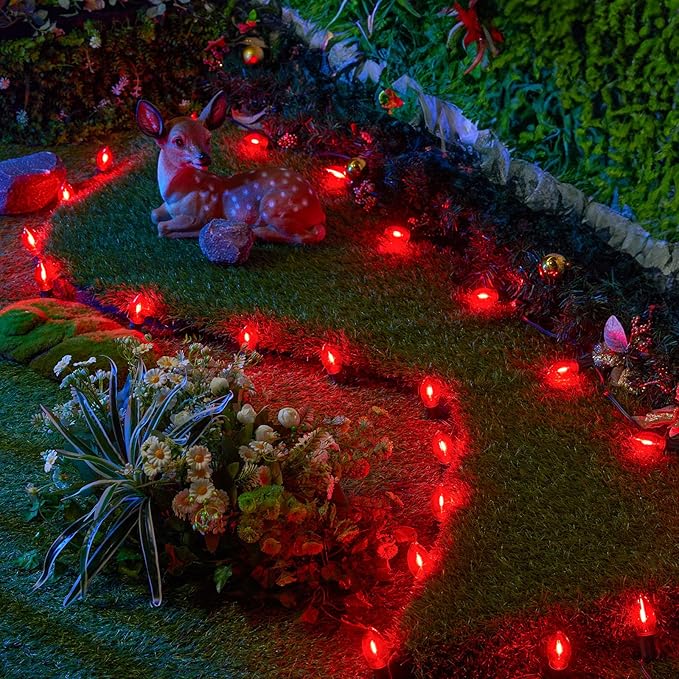 Brightown C9 LED Christmas Light Bulbs, Red C9 Shatterproof LED Bulbs Replacement for Christmas String Lights, E17 Intermediate Base, Commercial Dimmable Holiday Bulbs