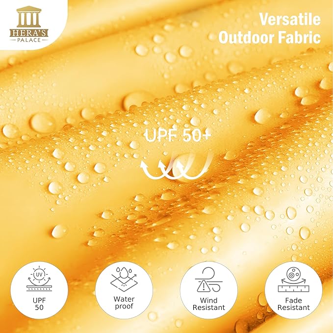 HERA'S PALACE 13 Ft Double-Sided Twin Patio Umbrella, Outdoor Double Sided Market Patio Umbrella with Crank, Powerful UV Protective (Gold Yellow)