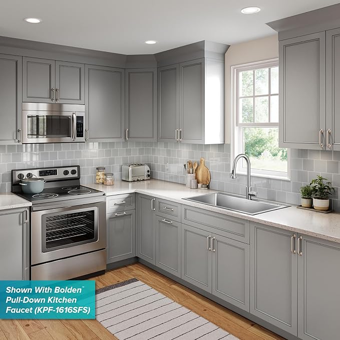 KRAUS Fairlane 33-inch Drop In/Top Mount Single Bowl 18-Gauge Stainless Steel Kitchen Sink, KHT640-33