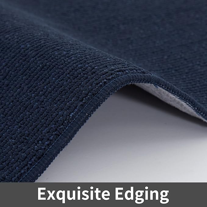 COSY HOMEER 20X48 Inch Kitchen Rug Mats Made of 100% Polypropylene Strip TPR Backing Soft Kitchen Mat Specialized in Anti Slippery and Machine Washable,for Kitchen, Floor Home,Office,Sink,Laundry,Navy