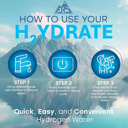 FRS Premium Hydrogen Water Bottle with SPE/PEM Technology. Improve Your Water in 3-Minutes with up to 1680 ppb of Molecular Hydrogen. Portable 420 mL, Stainless Steel, Rechargeable Design.