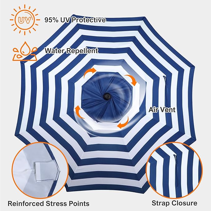 Blissun 9ft Patio Umbrella Replacement Canopy, Market Umbrella Top, Outdoor Table Umbrella Canopy for 8 Ribs, Canopy Only