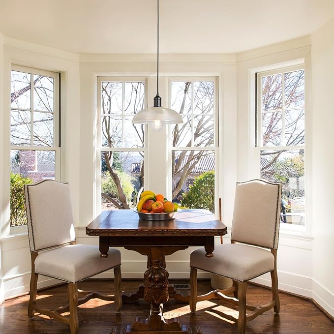 Glass Pendant Light Fixtures - Vintage Pendant Lights Kitchen Island, Hanging Light Fixture for Dining Room, Small Pendant Light for Bedrooms, Black Pendant Lights for Bathroom