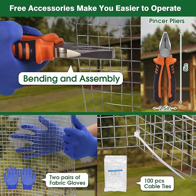 HOPERAN Hardware Cloth 1/2 inch 48 x 100 Ft Mesh 19 Gauge Chicken Wire Fencing - Hot Dipped Galvanized After Welded - Wire Fence Mesh Roll for Garden Fencing Chicken Coop & Pet Enclosures