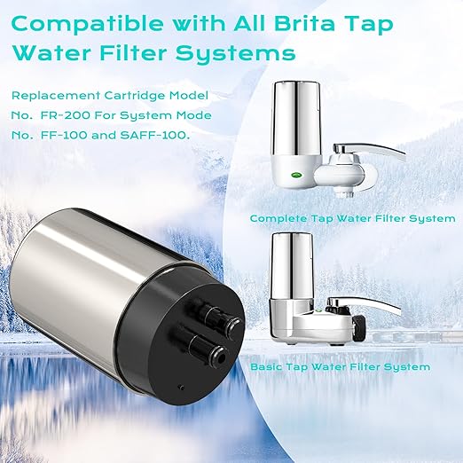 Replacement for Brita® Sink Filter, Faucet Water Filter - Fits All Brita 36311 Tap Water Filters Compatible with Brita® Faucet Filter, On Tap Faucet Filters System for Sink FR-200 FF-100, 3 Count