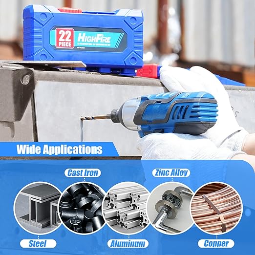 HighFire 22-Piece Hex Shank Drill and Tap Set for Metal, Impact Drill Bit Set, Upgrade Combination of Drill and Tap Set 6-32 UNC to 1/4-20 UNC, MRO & Industrial Grade, DIY Hex Screwdriver