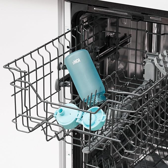 Ion8 Small Water Bottle, 350 ml/12 oz, Leak Proof, Easy to Open, Secure Lock, Dishwasher Safe, BPA Free, Carry Handle, Hygienic Flip Cover, Easy Clean, Odor Free, Carbon Neutral, Sonic Blue