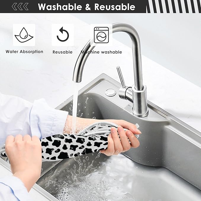 Kitchen Faucet Absorbent Mat,Cow Print Water Splash Guard for Sink, Faucet Drip Catcher Thicken Sponge Microfiber Faucet Water Catcher Mat Sink Absorbent Mat for Kitchen 30x5in 2 Pack