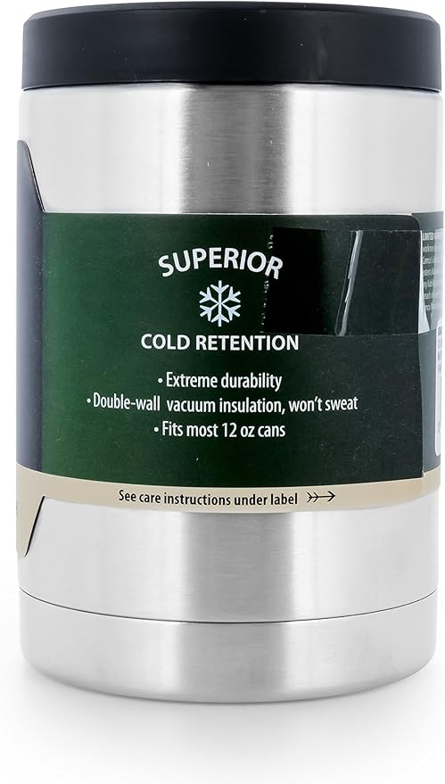 Camco Currituck Stainless Steel Can Holder- Holds 12 oz Drink Cans and Glass Bottles and Much More, Won't Condensate (51863)
