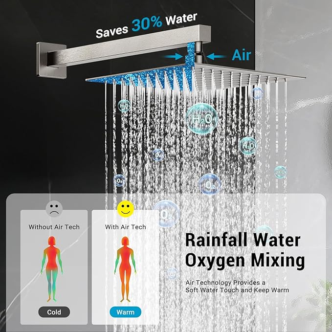 Shower Faucet Set with Shower Head, Wall Mount 10 Inch Round Rainfall Shower Head and Handle Set Single Handle Shower System Set with Female Threads Valve Body and Trim Included(Brush Nickel)