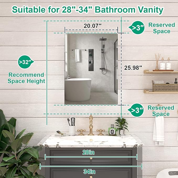 20 x 26 Farmhouse Medicine Cabinet for Bathroom, Black Bathroom Mirror with Storage, Tempered Glass, Frameless Recessed or Wall Mount Aluminum Medicine Cabinet - Pre-Assembled