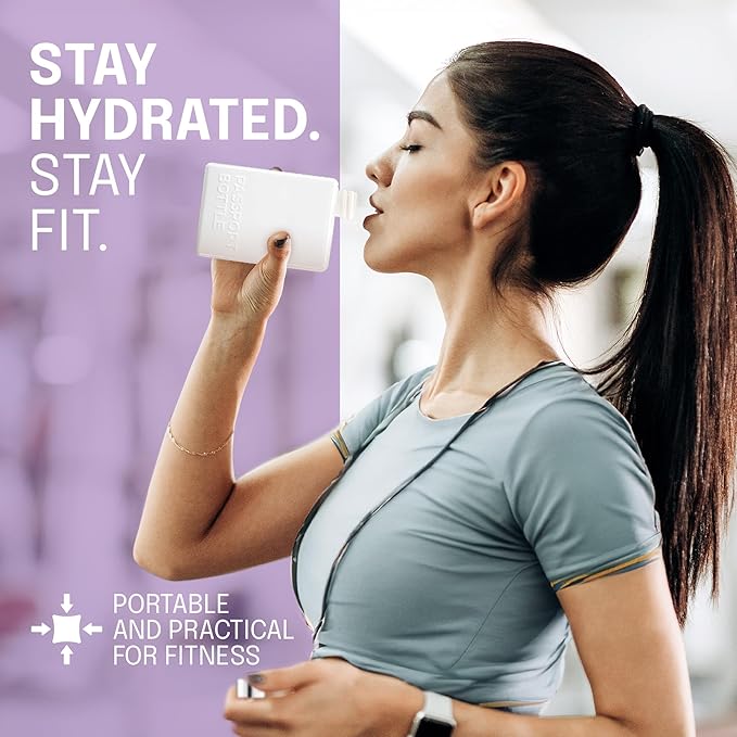 Forest & Twelfth 12 Oz Travel Water Bottle Flat Water Bottle for On-The-Go Hydration, Hydrate… Feel Great! Passport Mini Water Bottle for Gym, Travel, School, Italian Design Portable Water Bottle