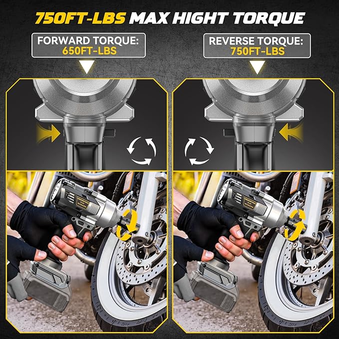 Cordless Impact Wrench 1/2 inch for Dewalt 20V Battery, 750Ft-lbs(1000N. m) Brushless High Torque Power Impact Wrench Gun Tool with LED Work Light and Belt Clip (Battery Not Included)