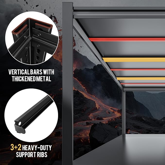 59.8" W x 59.8" H x 24.2" D Metal Storage Shelves, 2400LBS Garage Shelving Unit with Adjustable Shelf, 4 Tier Storage Rack for Garage, Pantry, Warehouse, Basement, Black, 2 Pack