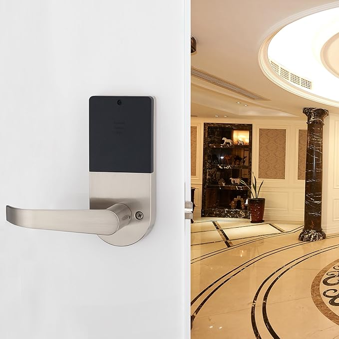 HAIFUAN Digital Door Lock,Unlock with Remote Control, M1 Card, Code and Key,Handle Direction Reversible