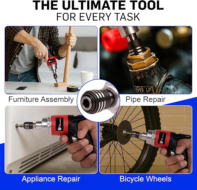 LE LEMATEC Professional Air Impact Driver - 13000 RPM Pneumatic Wrench with Twin Hammer, 40 ft-lbs Torque, 1/4" NPT Compact Tool for Automotive, Furniture & Woodworking (LE-ID413)