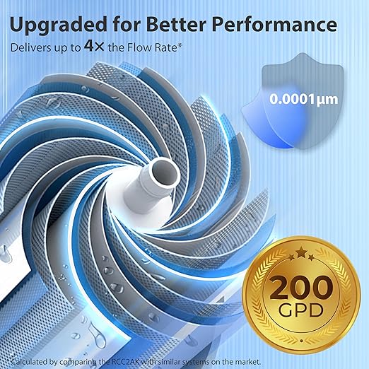 iSpring RCC2, Upgraded 200 GPD Capacity, 5-Stage Under Sink Reverse Osmosis Water Filter System, Patented Easy-Mount Faucet for Hassle-Free Installation