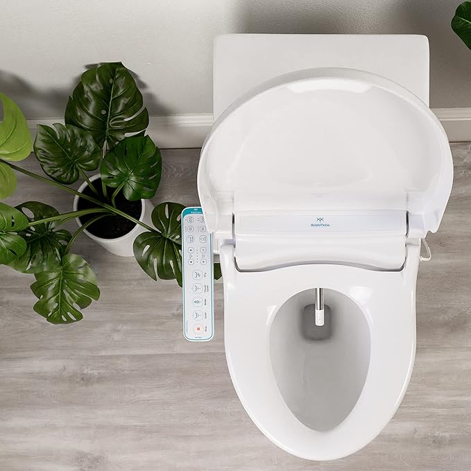 BidetMate 1000 Series Electric Smart Toilet Bidet Seat with Heated Water, Side Control Panel, and Warm Air Dryer - Self-Cleaning - Perfect for a Smart Home Kit or Smart Home Accessories - Round