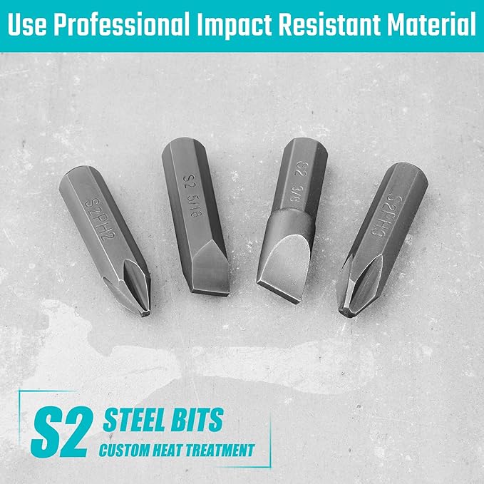 DURATECH 1/2 Inch Hand Impact Driver Set, Manual Reversible Impact Screwdriver Set, S2 Steel Bits, 5-Piece, for Tighten/Loosen Rusted or Frozen Fasteners, Organized in Storage Case