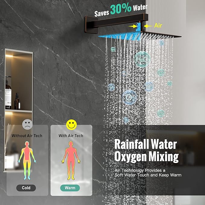 SR SUN RISE 8 Inches All Metal Bathtub Faucet Set Shower System with Tub Spout Square Rain Shower Head and Handheld Combo Shower Fixtues, Modern Valve and Trim Kit, Oil-Rubbed Bronze