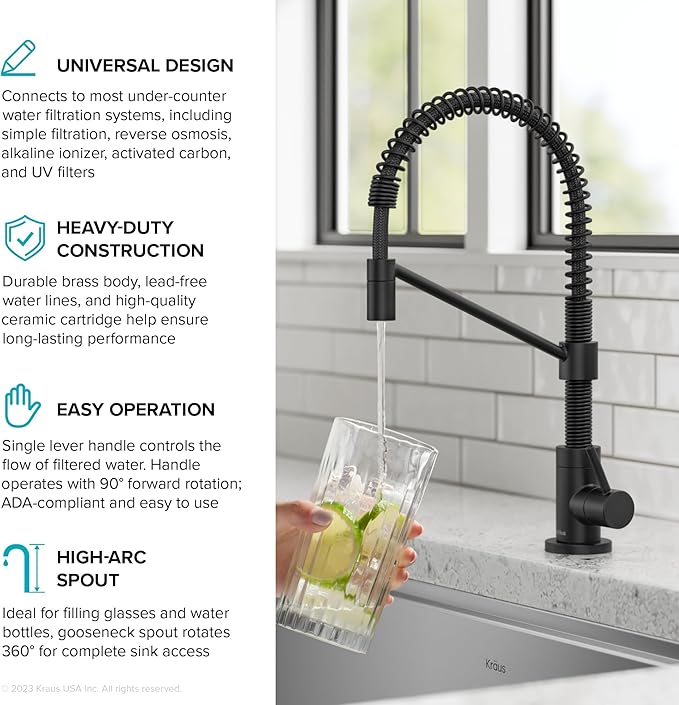 KRAUS Purita 2-Stage Under-Sink Filtration System with Single Handle Drinking Water Filter Faucet in Matte Black, FS-1000-FF-104MB