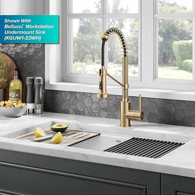 KRAUS Bolden Pull-Down Kitchen Faucet Bundle with Purita Drinking Water Filter Faucet, 18-Inch & 360° Swivel
