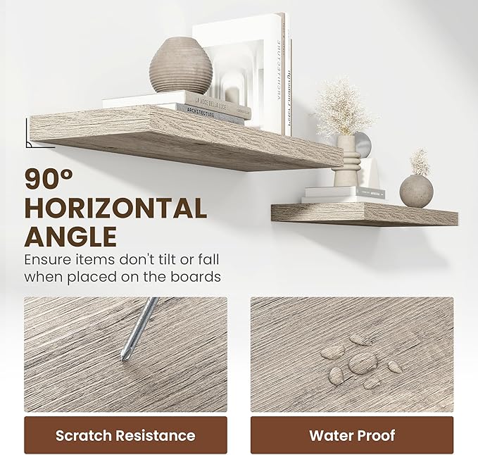 55 Inch Floating Shelves, 11.6 Inch Deep Floating Shelves for Wall, Floating Shelf with Invisible Brackets, Deep Shelves for Bathroom, Bedroom, Living Room, 1 Pack, Grey