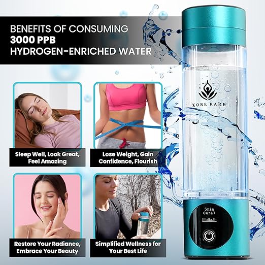Hydrogen Water Bottle, Hydrogen Water Bottle Generator Produces Pure Hydrogen Water, SPE/PEM Technology, OLED Display, Purification Vent, Generates up to 5500 PPB, Best Hydrogen Water Generator.