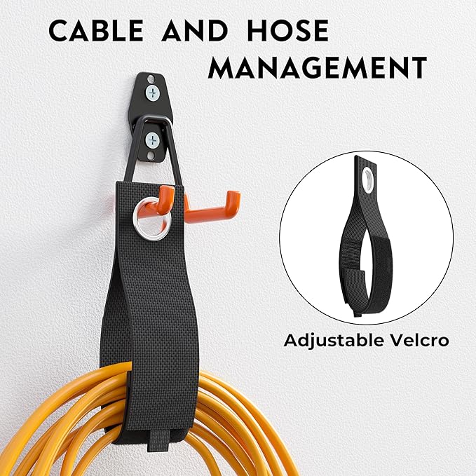 BONTEC 16 Pack Heavy Duty Garage Hooks, Steel Wall Mount for Garage Organization, Ladder & Bike Hooks, Garden Hose Holder, Tool Hangers, for Home, Workshop & Storage (Orange)