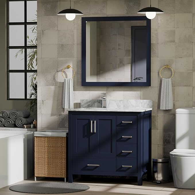 Big Sur 36 in. W X 22 in. D Navy Blue Single Bath Vanity Cabinet Without Countertop