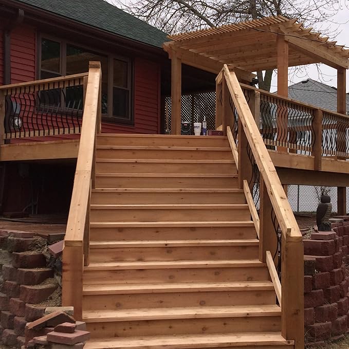 Akenow 61 Pack Metal Deck Spindles, 36"X1", Heavy Duty Railing, Wave Arc Baluster with Black Screws, Stylish for Outdoor Stair Porch