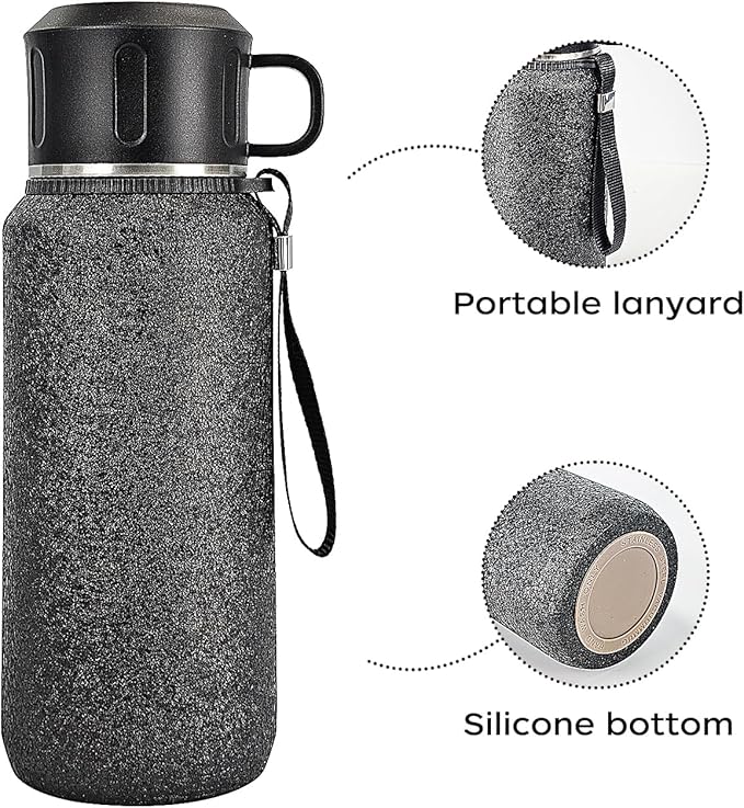 Insulated Stainless Steel Water Bottle, 27oz/800ml Sports Water bottles with Double Walled and Vacuum Insulated Metal for Travel, School, and Gym (Black)
