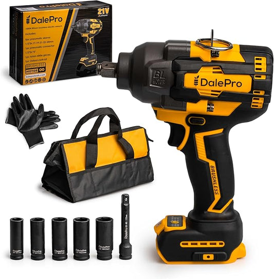 Cordless Impact Wrench 1/2 inch Compatible with DeWalt (Only Tool) 730Ft-lbs 1000N.m - Impact Driver 20v Battery Talado de impacto 1/2 Pistola impacto 1/2-5 Socket + Extension Tool Only