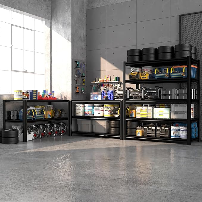 5-Tier 55" W x 24" D x 84" H Garage Shelving 3000LBS Storage Shelves Heavy Duty Metal Shelf Unit Adjustable Basement Industrial Storage Racks