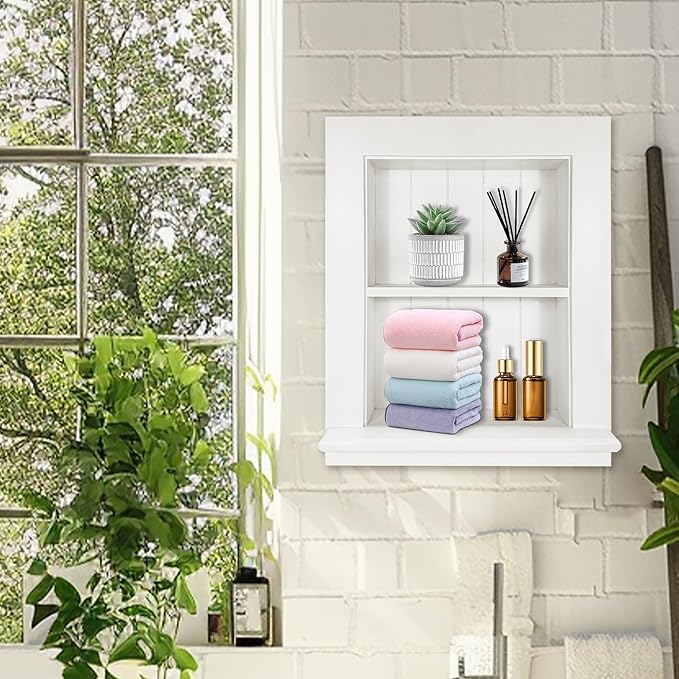 Royxen Recessed Medicine Cabinet, Bathroom Medicine Cabinets, Medicine Cabinet, Large Medicine Cabinets (White, 14 X 18 Inch, 2 Tier)