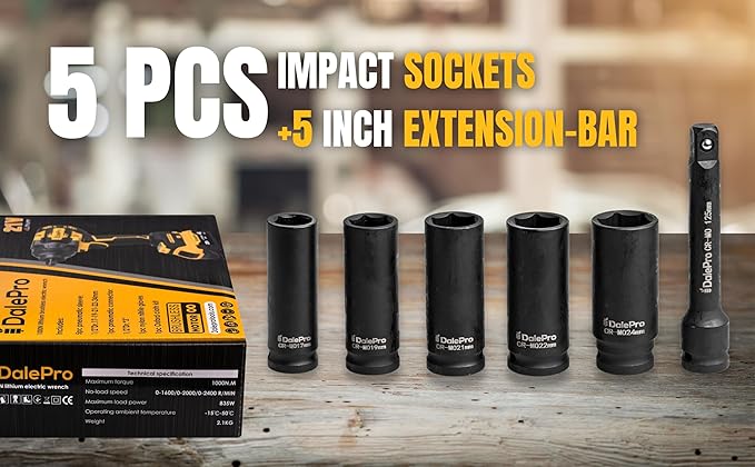 Cordless Impact Wrench 1/2 inch Compatible with DeWalt (Only Tool) 730Ft-lbs 1000N.m - Impact Driver 20v Battery Talado de impacto 1/2 Pistola impacto 1/2-5 Socket + Extension Tool Only