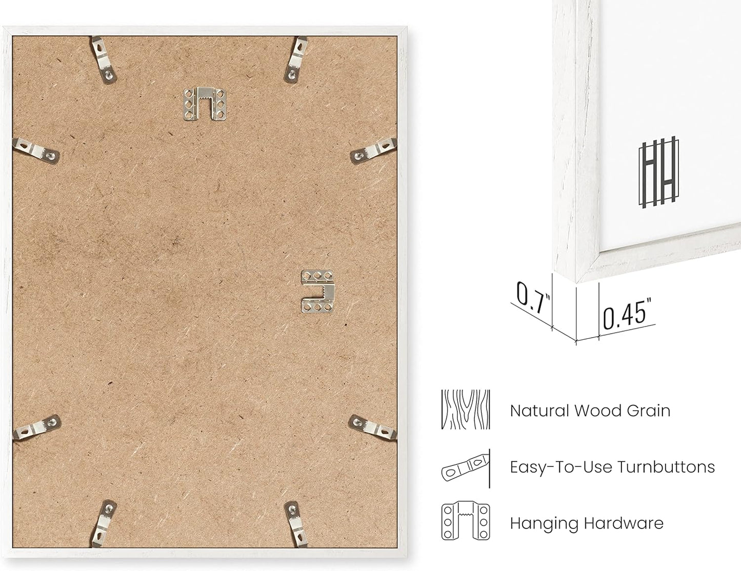 HAUS AND HUES Set of 6 11x17 Picture Frame - 11x17 Frames Wood Picture Frames, Collage Picture Frame 11x17 Wooden Frames, 11x17 Poster Frame Wooden Picture Frames Collage Wall Decor (White Oak)