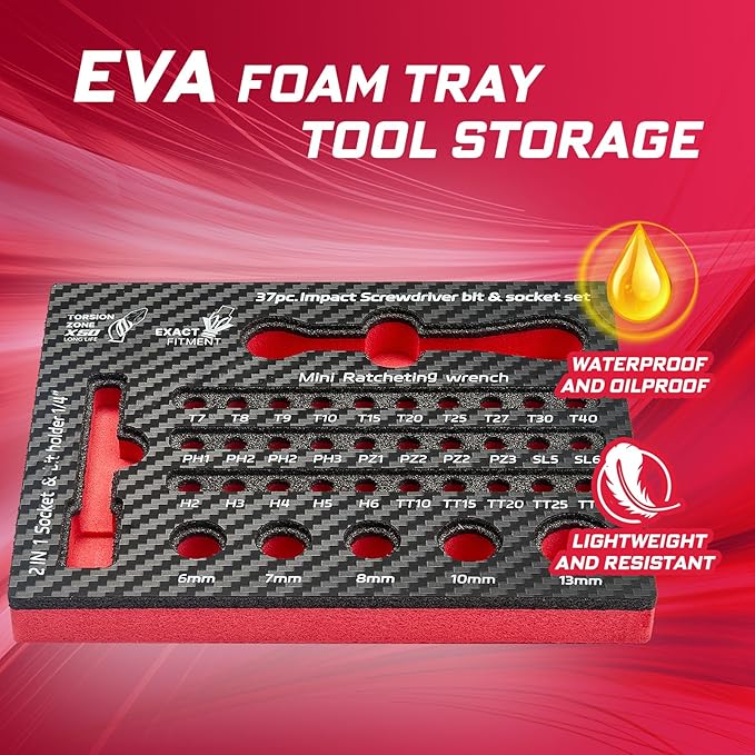 37Pieces Impact Screwdriver Bit & Socket Set with Mini Ratcheting Wrench, 30Pcs Impact S2 Screwdriver Bits, 5Pcs Sockets and 2-In-1 Bit Extension Holder Repair Tools