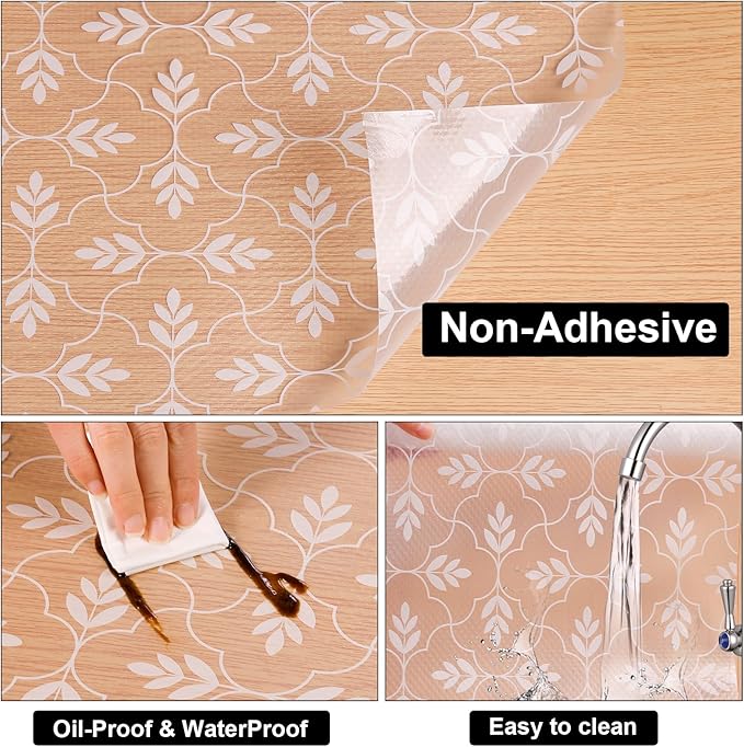 Cooyes Shelf Liner Drawer Liners, Shelf Liners for Kitchen Cabinets, Non Adhesive Cabinet Liner, EVA Waterproof Non-Slip Refrigerator Liners for Kitchen, Drawer (Transparent, 23.6 in x 9.9ft)